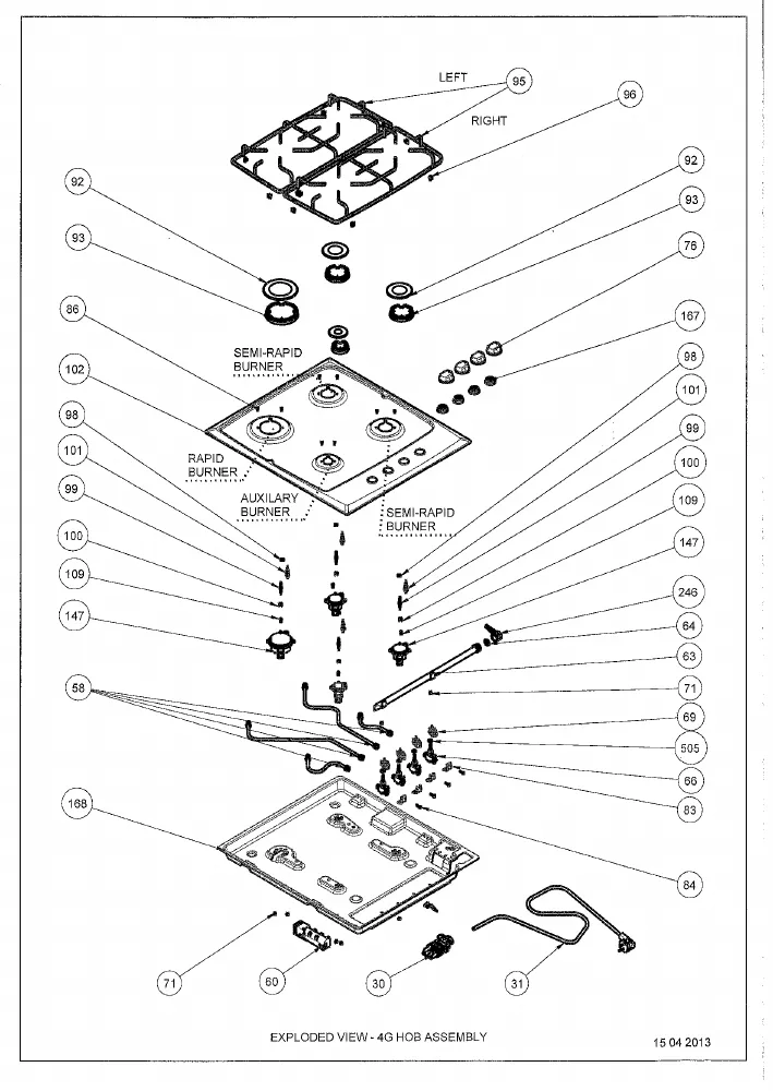 Vue éclatée FAR FTTE4GK CODE 704249