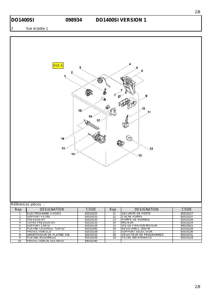 Vue éclatée DOMEOS DO1400SI Version 1 91451739800