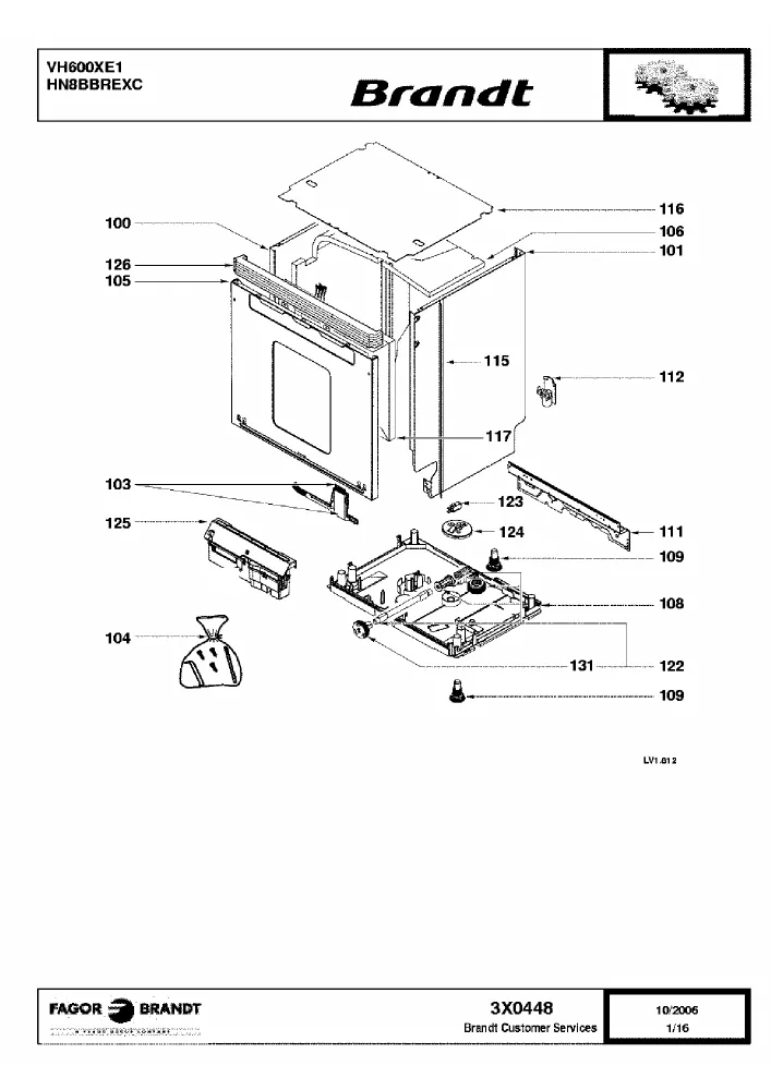 Vue éclatée BRANDT VH600XE1 HN8BBREXC