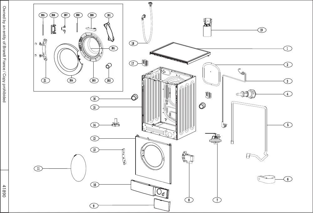 Vue éclatée BRANDT BWF47TCB BWF47TCB2
