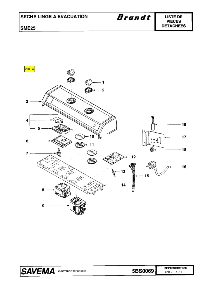 Vue éclatée BRANDT SME25 214ABRFFH