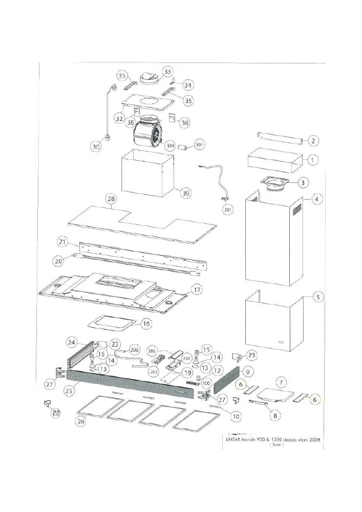Vue éclatée ROBLIN LINEAR MURALE 900 V1