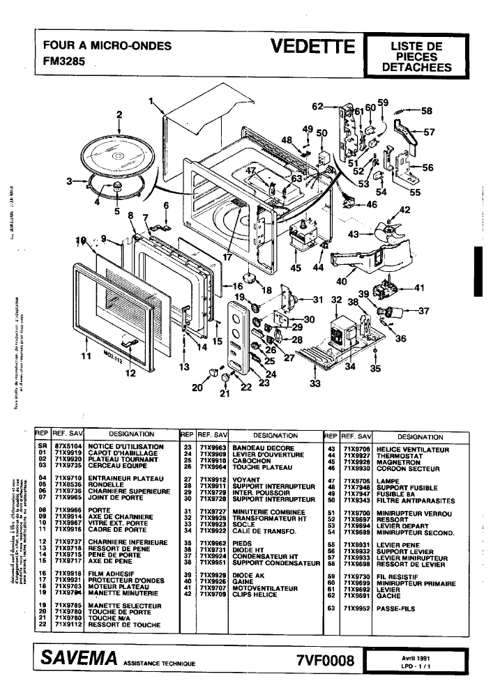 Vue éclatée VEDETTE FM3285B