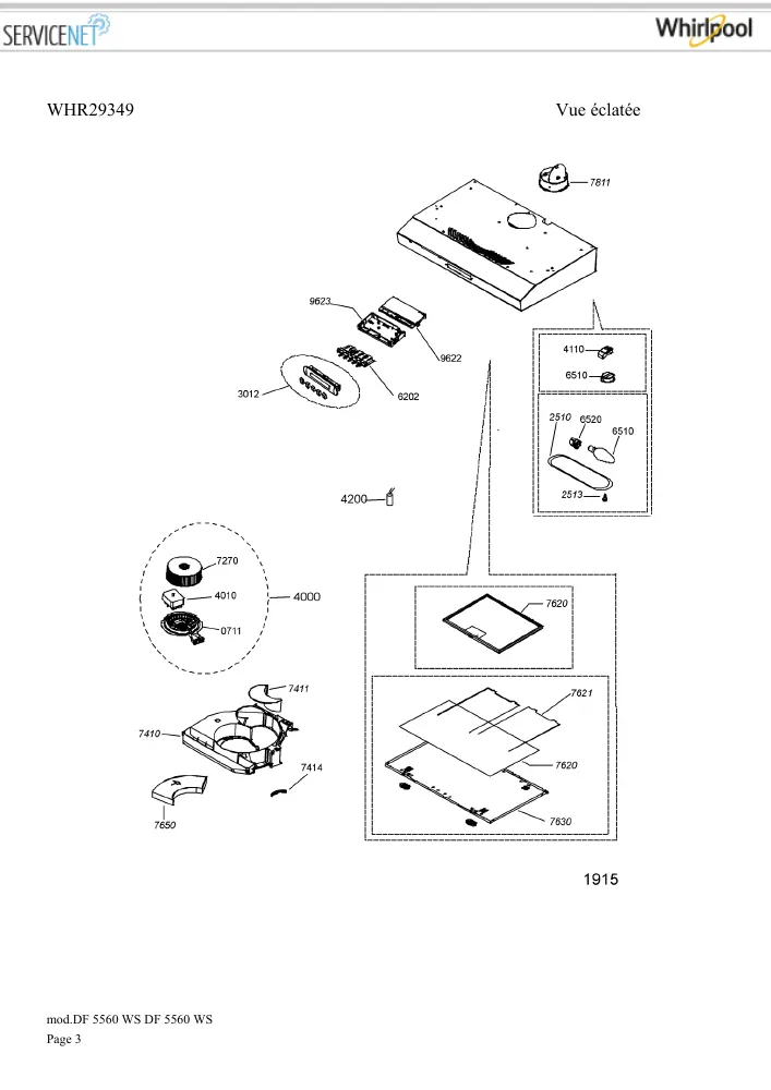 Vue éclatée BAUKNECHT DF5560WS 857438601000
