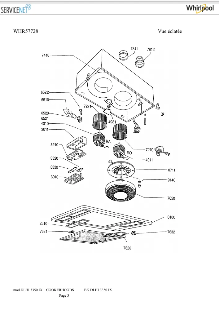 Vue éclatée BAUKNECHT DLHI3350IX 857416501050