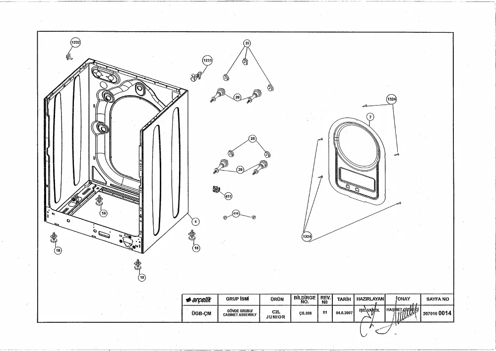 Vue éclatée BEKO WMB71433S 7103341200