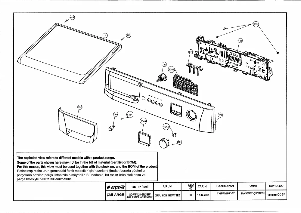 Vue éclatée BEKO WMD67141S 7149681100
