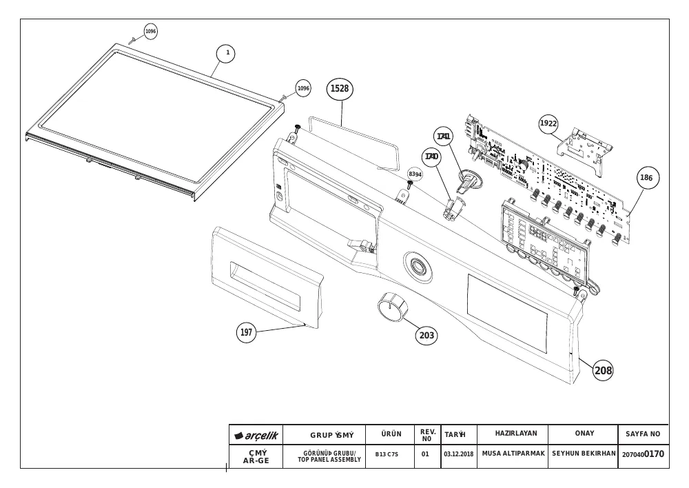 Vue éclatée BEKO HWD8526SW 7166043000