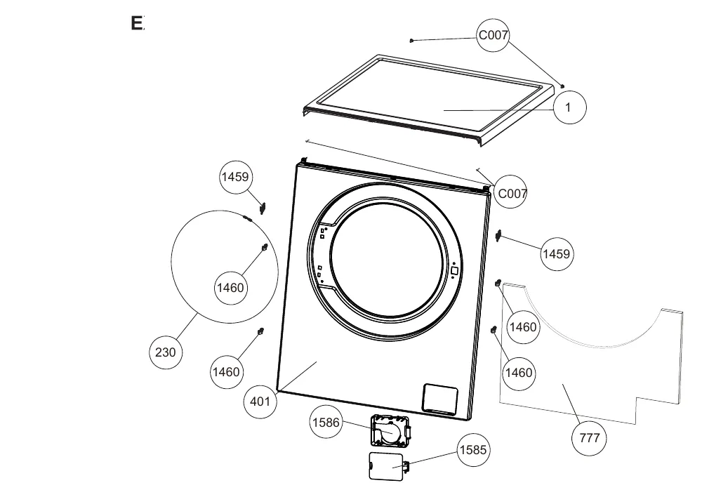 Vue éclatée BEKO UWM7012CH 8886243200