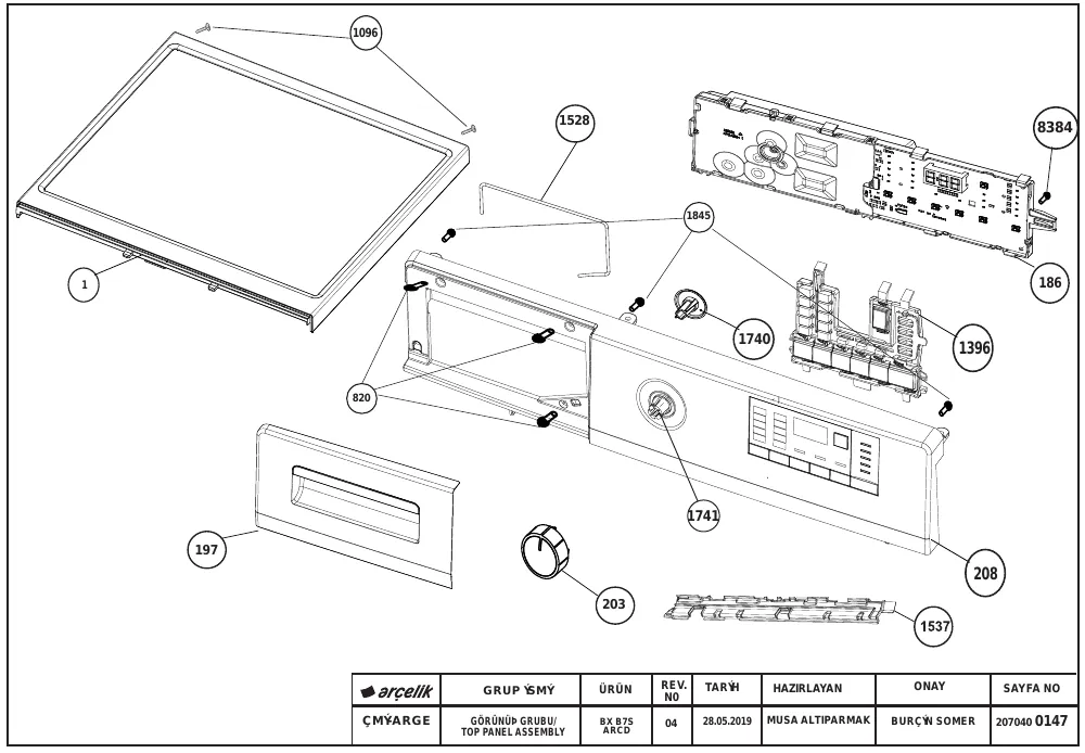 Vue éclatée BEKO WTV94221BW 7158146100