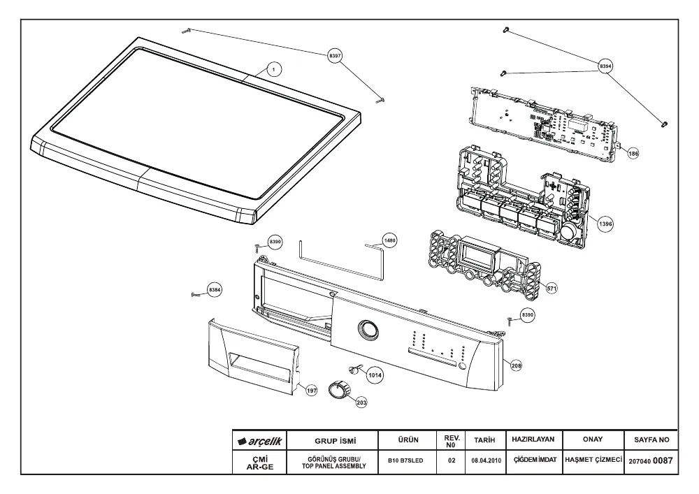 Vue éclatée BEKO WMB51221S 7116441500