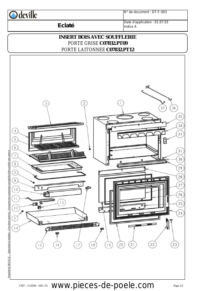 Vue éclatée DEVILLE C07832.PT09 REGAIN 65 TURBO COMPACT